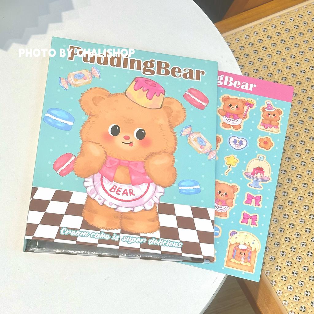 Альбом для фотографий 'Pudding Bear' формата А5 с 4 ячейками, милый переплет-держатель для фотокарточек 3 дюйма для K-Pop айдолов, Коллекционные, Корейский айдол, Фотоальбом для коллекционирования