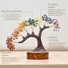 Seven Chakra Crystal Tree – Handmade Feng Shui Bonsai Tree with Natural Gemstones on Wooden Base – Decorative