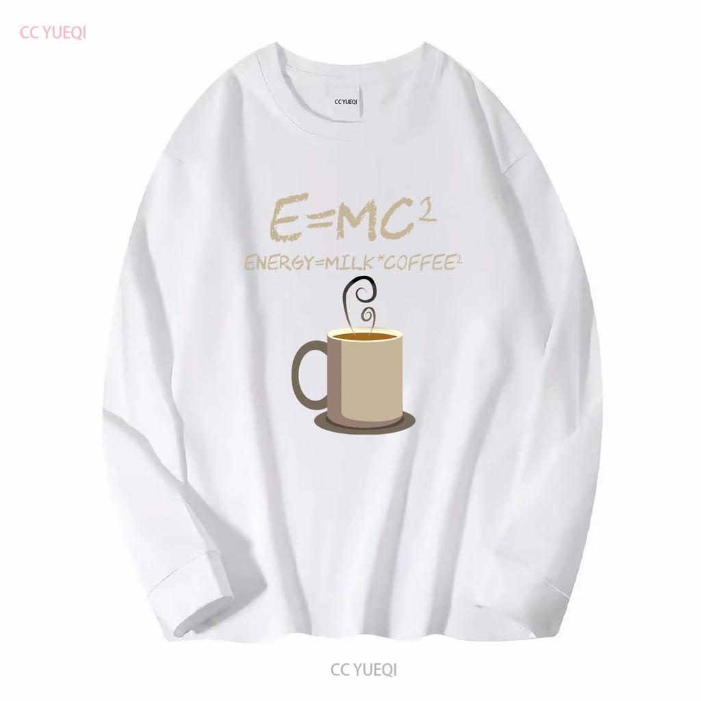 E MC2 Funny Science Coffee Energy Milk T Shirt long or short sleeves vintage Washed Slightly Top For Everyday Wear Comfortable