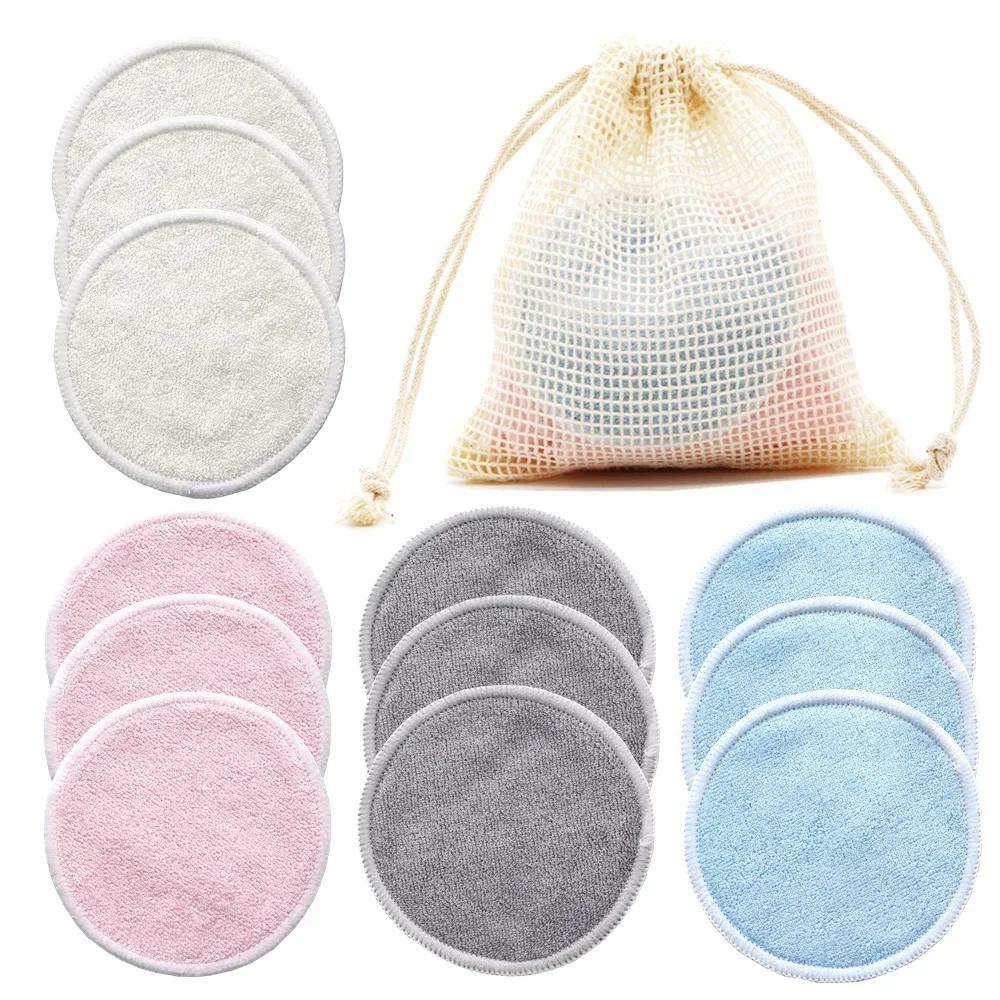 Многоразовые диски для снятия макияжа, 12 шт., стирающиеся, круглые, бамбуковые, салфетки для макияжа, салфетки для ухода, очищение кожи, инструменты для ухода за кожей
