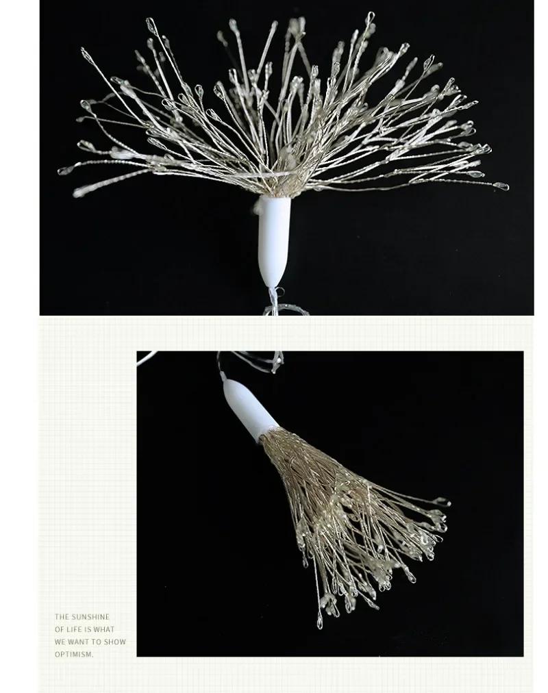 Светодиодные подвесные фейерверки на елку, украшение для двора, взрывные фейерверки, медные проволочные огни 1 шт.