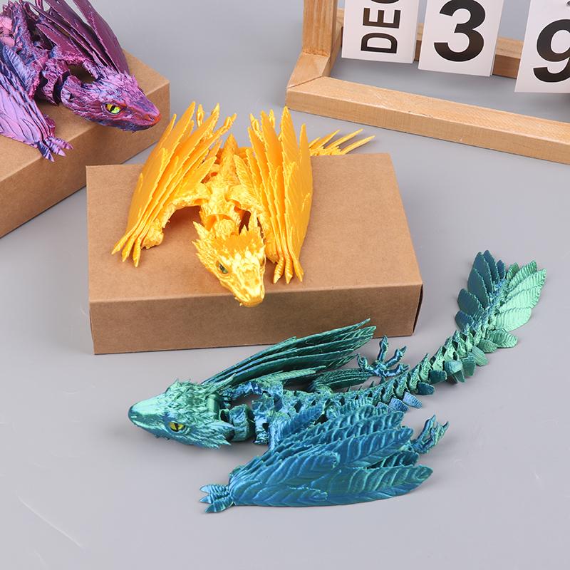 Пернатый дракон-виверна, 3D-печатный дракон, шарнирный дракон, 3D-печатные игрушки для рабочего стола, питомец