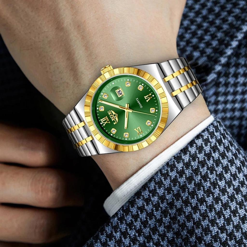 Мужские Модные Деловые Часы Мужские Спортивные Черные из Нержавеющей Стали Роскошные Светящиеся Водонепроницаемые Мужские Кварцевые Часы