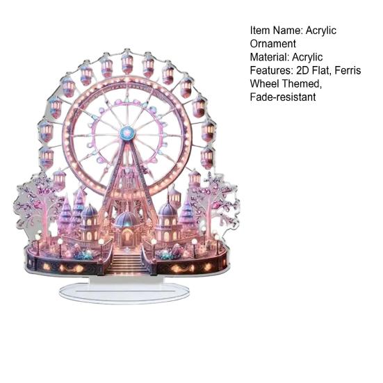 Ferris Wheel Ornament 2D Flat Acrylic Decoration with Base Desktop Castle Ferris