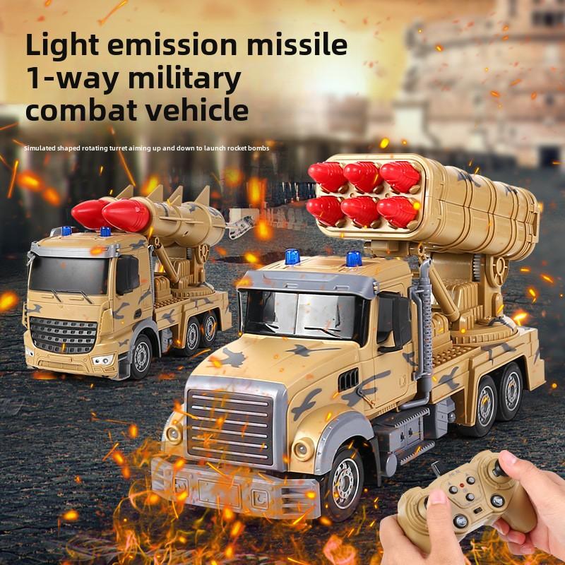 New 1/24 2.4G Rc Truck Radio Controlled Car 10 Channel Military Missile Vehicle Model Rocket Launcher with Launch Function Toys Boy Gift