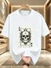Unisexs Khaki Tee Retro Gothic Spade King Skull Sword Crown Card Graphic Crew Neck Short Sleeve Punk Loose Male Street Daily Top