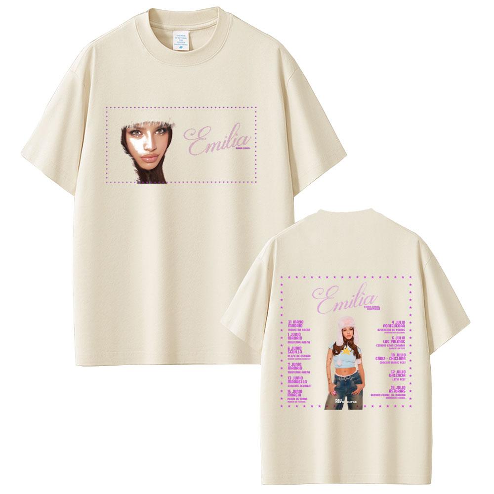 Emilia Mernes World Tour 2025 Tshirt Unisex Women Clothing Fashion Pop Music Short Sleeve T Shirts MP3 Hip Hop Casual Streetwear