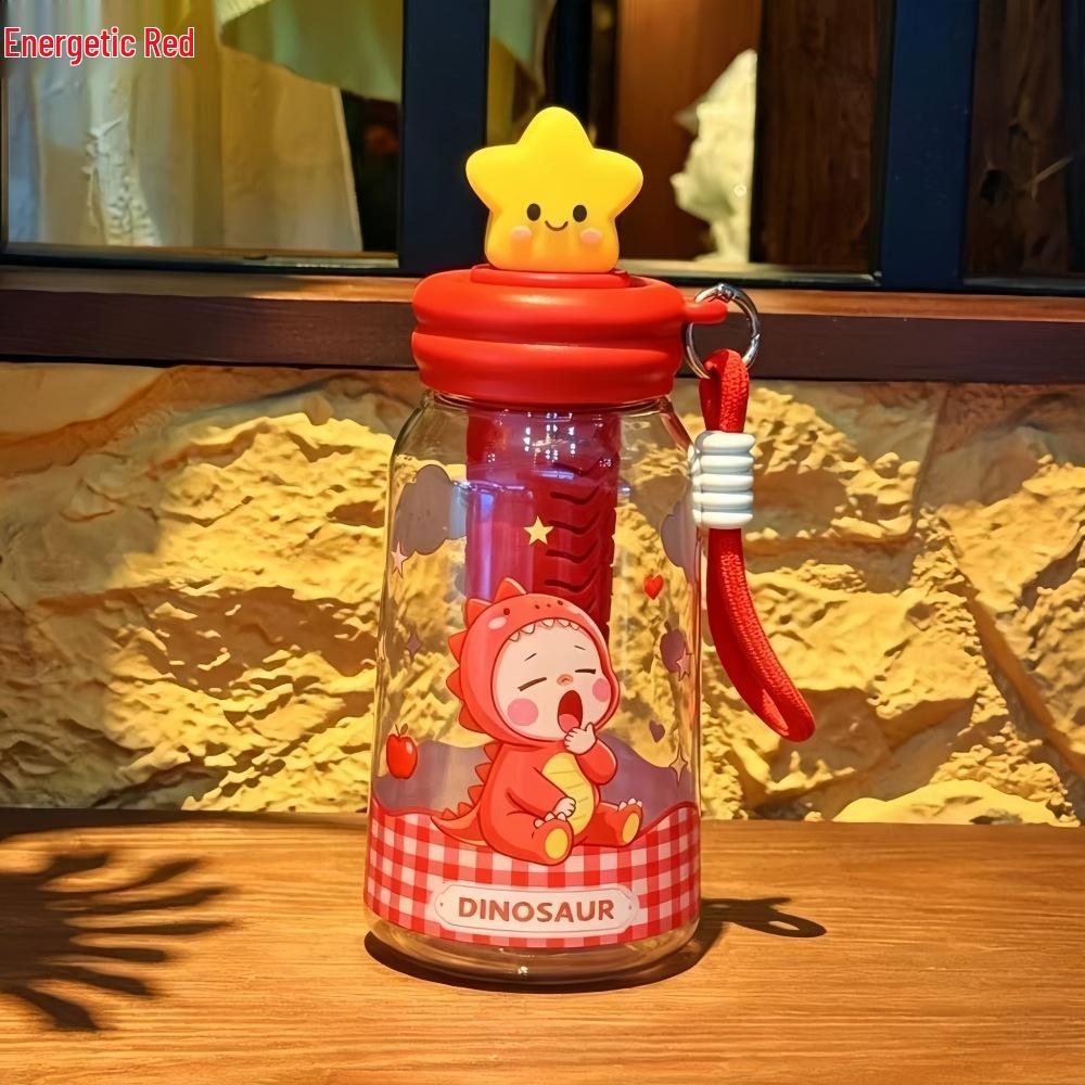 Summer Star Straw Cup: Cute Cartoon Design, Portable Tea Infuser, High-Quality Plastic for Girls
