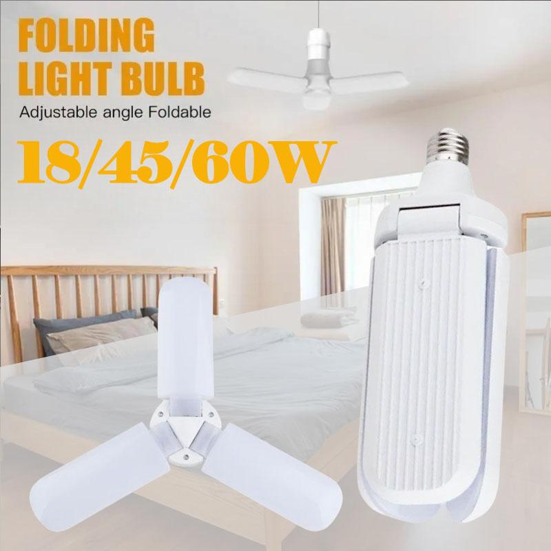 Светодиодная складная лампа для гаража E27 с винтовым цоколем, широким диапазоном напряжения, высокой мощностью, высокой яркостью и постоянным током, лампа-летающая тарелка