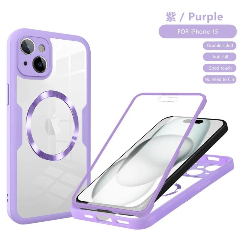 Чехол для iPhone 16 Pro Max, 360 градусов, полностью магнитный, прозрачный, противоударный, чехол для iPhone 16, 14, 13, 12, 11, 15 Pro Max Plus, чехол для беспроводной зарядки Magsafe