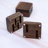 1 Pair Wooden Cufflinks with Storage Box Portable Magnetic Closure Men French Style