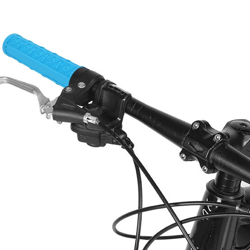 1Pair Mountain Bike Silicone Handlebar Grip Cover Unilateral Locked Non slip Bicycle Accessory(blue )
