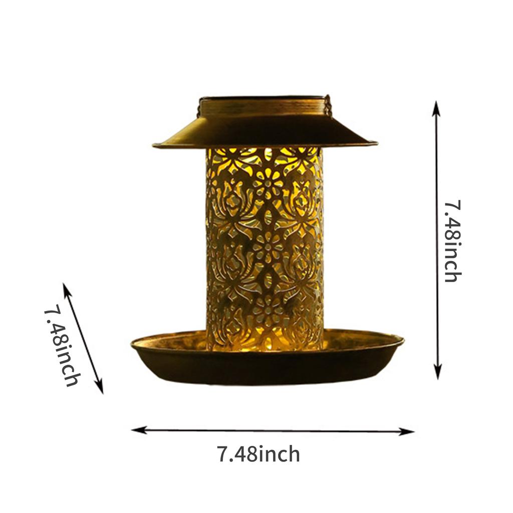 Светодиодная солнечная кормушка для птиц, полые садовые подвесные светильники, подвесной птичий домик с проекционным светом для