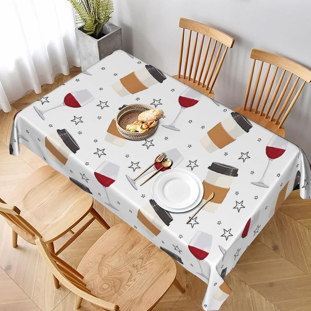 1pc Tablecover, Coffee and Wine Themed Tablecloth, Designed Specifically for Women. Features a European Country Style, Perfect for Home, Kitchen, Dini