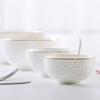 China Ceramic Tableware Household Noodle Bowl Bone China Big Soup Bowl Golden Edge Salad Pasta Bowl 8inch Kitchen Bakware