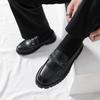 Black Thick Soled Men's Loafers Trendy New Minimalist Style Wedding Party Outdoor Street Walking Dating Adult Shoes Plus Size-46