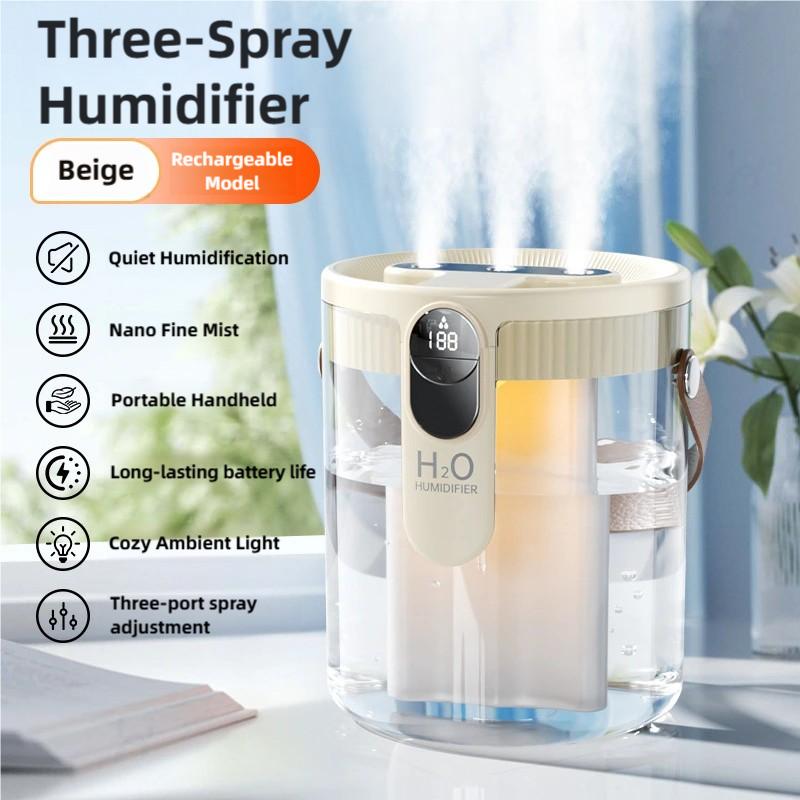 USB Small Humidifier With Three Sprays And Large Amount Of Mist/Mini Humidifier With Night Light For Bedroom Desktop Large Mist