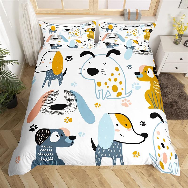 Cartoon Animal Duvet Cover Twin King Cute Cat Bedding Set Microfiber Paw Butterfly Floral Comforter Cover For Kids Girl Bedroom