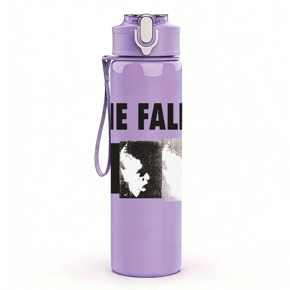 1PC The fall band dark collage print 750ml colorful plastic sports water bottle leakproof pop up lid with straw for outdoor work home use