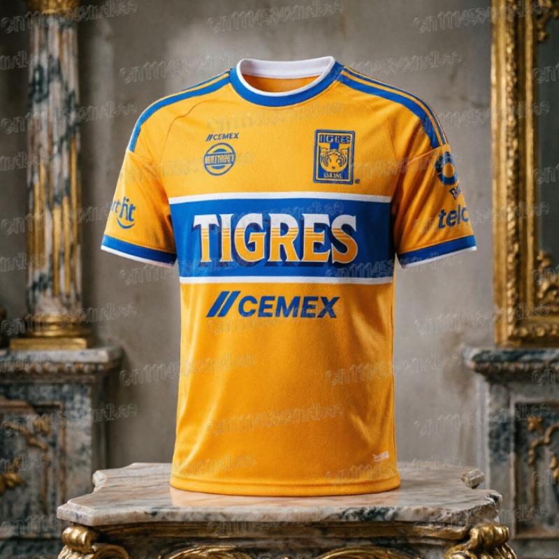 Сезон 2026 Tigres UANL Футбольная форма Мужская Летняя Новая 3D-печать Спортивная Футболка для Футбола Дышащая Быстросохнущая Семейная
