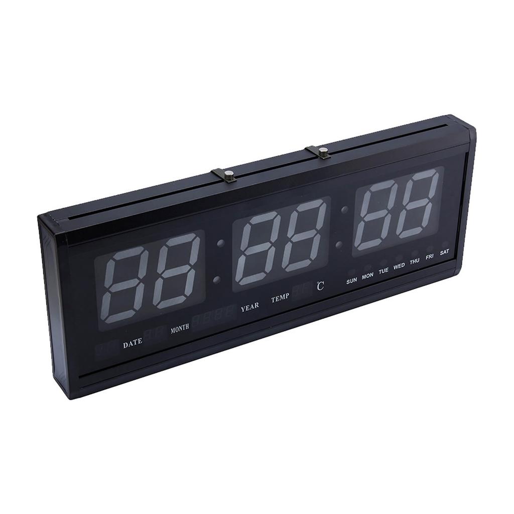 Large Modern LED Digital Wall Clock Date Temperature 24 Or 12 Hour Office