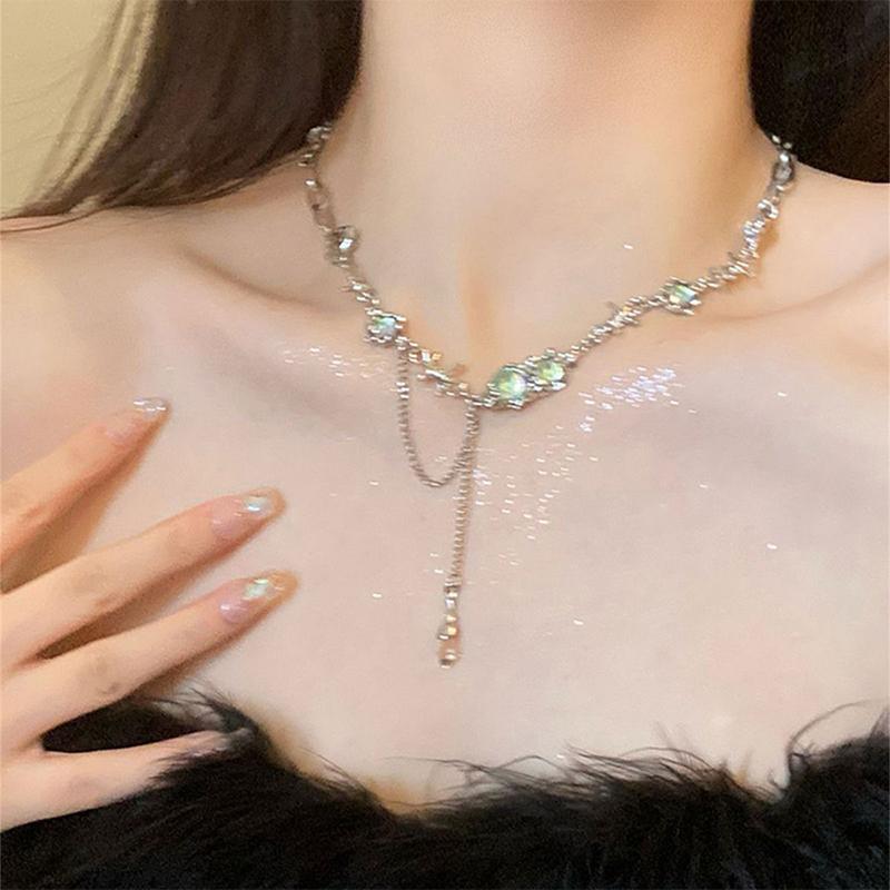 Двухслойное ожерелье из циркония с синей четырехконечной звездой Ins Style Light Luxury Clavical Chain для женщин, ювелирные изделия в подарок девушке
