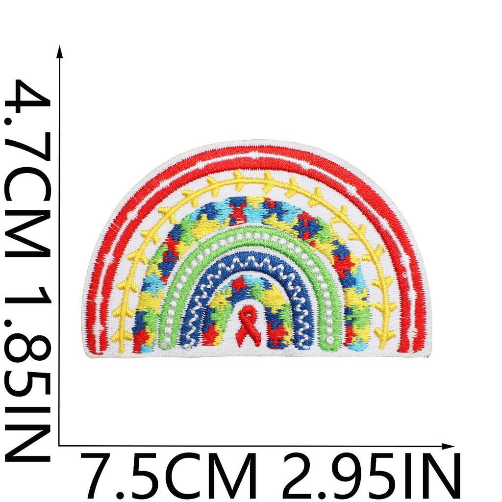 Autism Theme Embroidery Cloth Sticker Palm Computer Embroidery Label Cartoon Butterfly Love Patch Sticker Ironing
