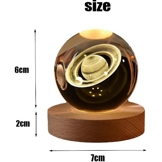 Happyhaves Calming Stellar Spheres - The Galaxy, Saturn and The Moon 3D Sphere Light and Lamp