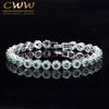 CWWZircons Top Quality Chain Link Green Crystal Warp Bracelet Fashion Women Wedding Party Round Cubic Zirconia Bracelets CB086