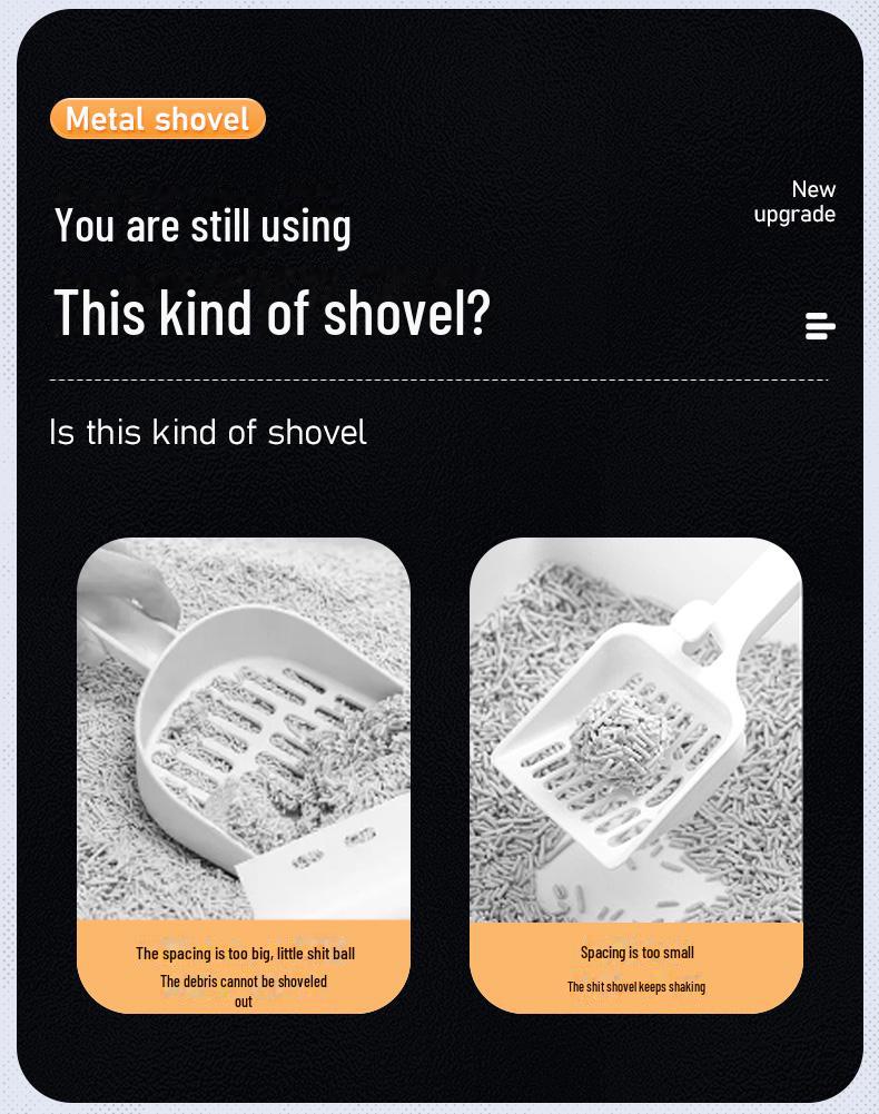 Большой металлический совок для кошачьего туалета с мелкими отверстиями - двойная функция лопаты и сита, не из нержавеющей стали