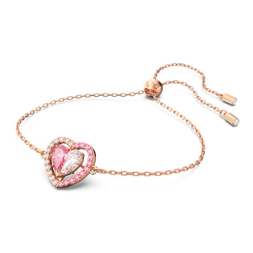 Swarovski Браслет женский Gema Розово-белое симметричное сердце Розовое золото 5653012