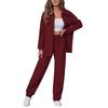 Women Casual Suit Set Elegant Women's Shirt Pants Set with Lapel Button-down Blouse Elastic Waist Trousers for Fall for Office