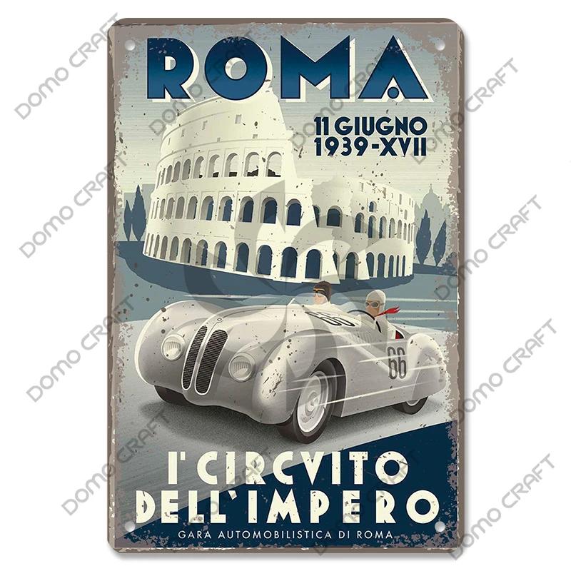 Racing Car Plaque Metal Tin Sign F1 Racetrack Vintage Poster Wall Art Decor for Garage Racing Club Home Wall Decoration