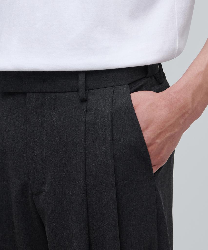 MUSINSA STANDARD Super Wide Hidden Banding Slacks [Charcoal Gray]