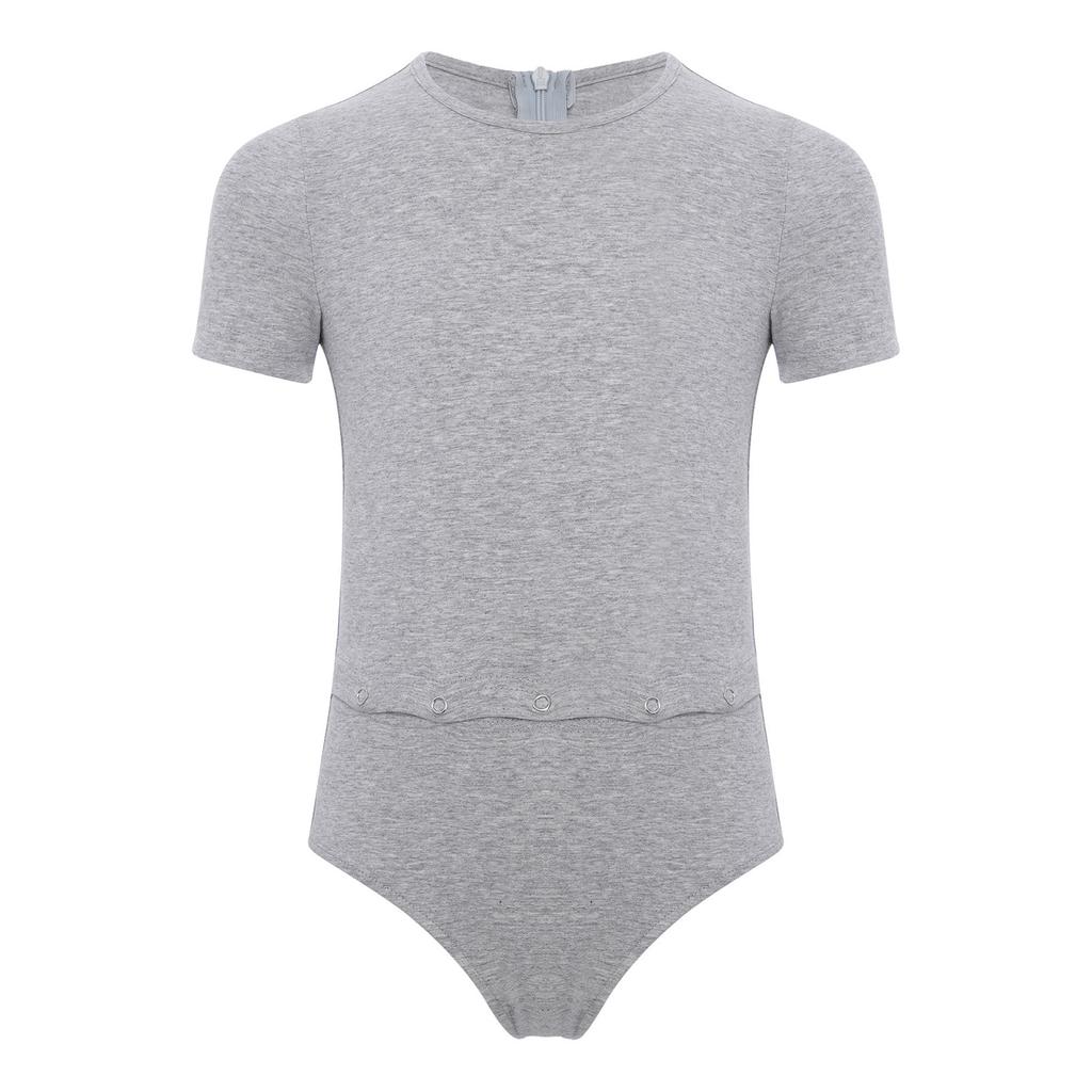 Унисекс Детская Адаптивная Одежда Ромпер с Невидимой Молнией Сзади Против Снимания Круглый Вырез Короткий Рукав Боди