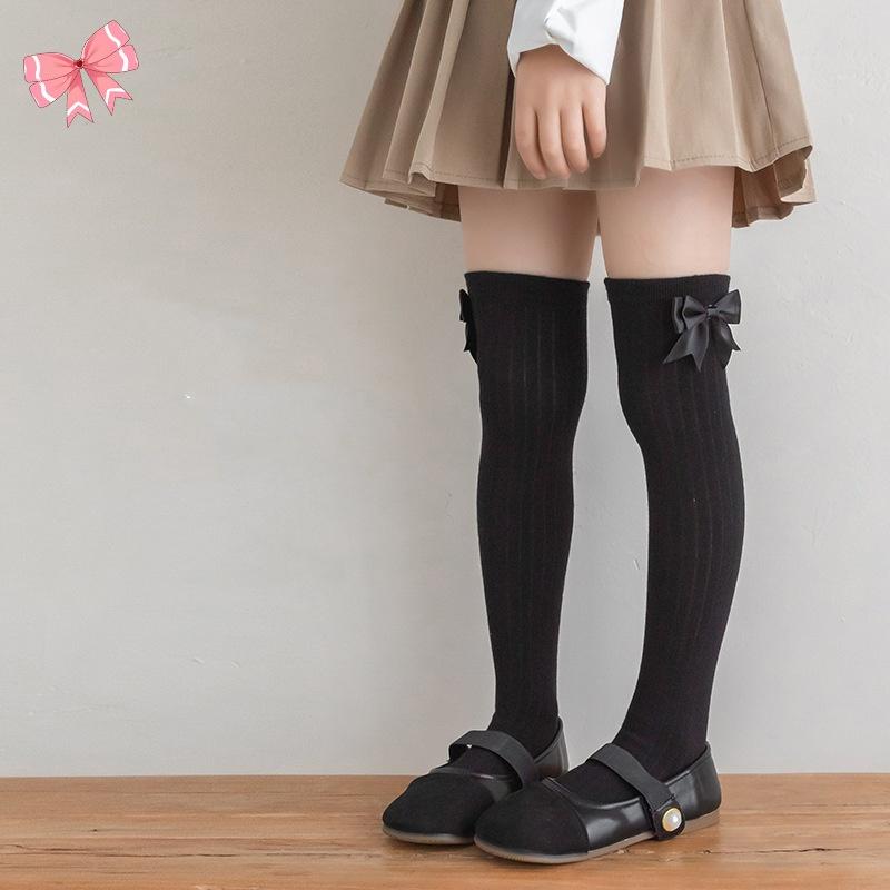 1 пара мягких гольфов для детей, милые модные леггинсы Koren для девочек, леггинсы с бантом, хлопковые носки, весенне-осенние детские школьные носки