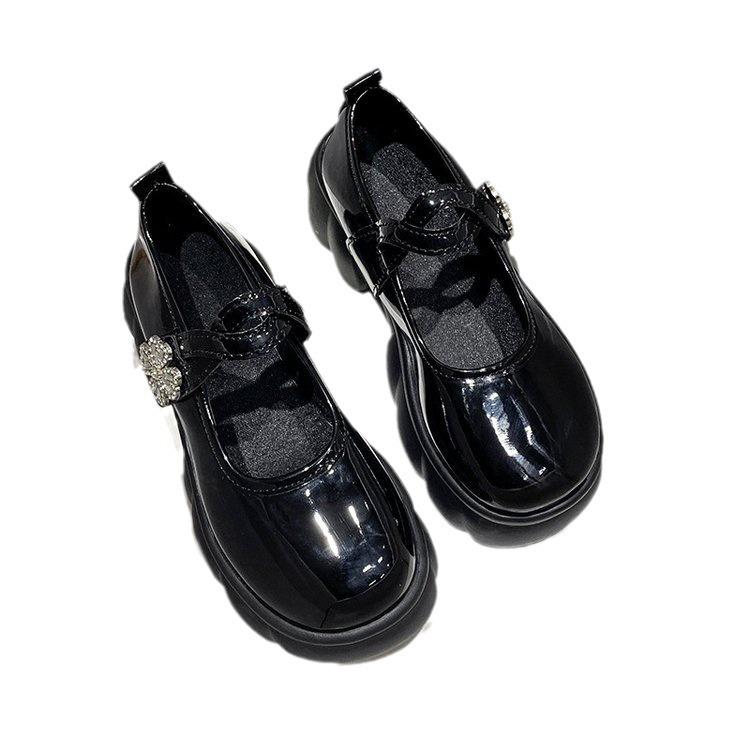 Туфли Мэри Джейн на платформе, женские весенние туфли в студенческом стиле, маленькие кожаные туфли, туфли из свиной почки, одинарные туфли на толстом каблуке