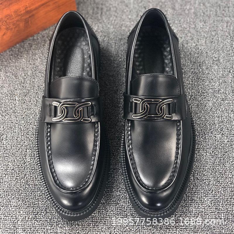 Кожаная обувь на одной педали для ленивой ноги, мужская, новая коллекция осени 2025 года, корейская версия, деловая, повседневная, универсальная, дышащая, модная кожаная обувь