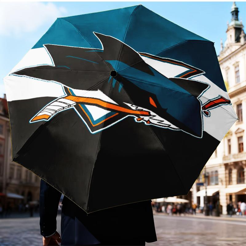 Хоккейный зонт San-Jose Sharks Складной зонт, автоматический зонт 8 спиц для путешествий, кемпинга Подарок на Хэллоуин, Рождество