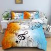 Music Note Print Bedding Set Psychedelic Duvet Cover Set Polyester Quilt Cover EU Double King Size Adult Kids Bed Accessories