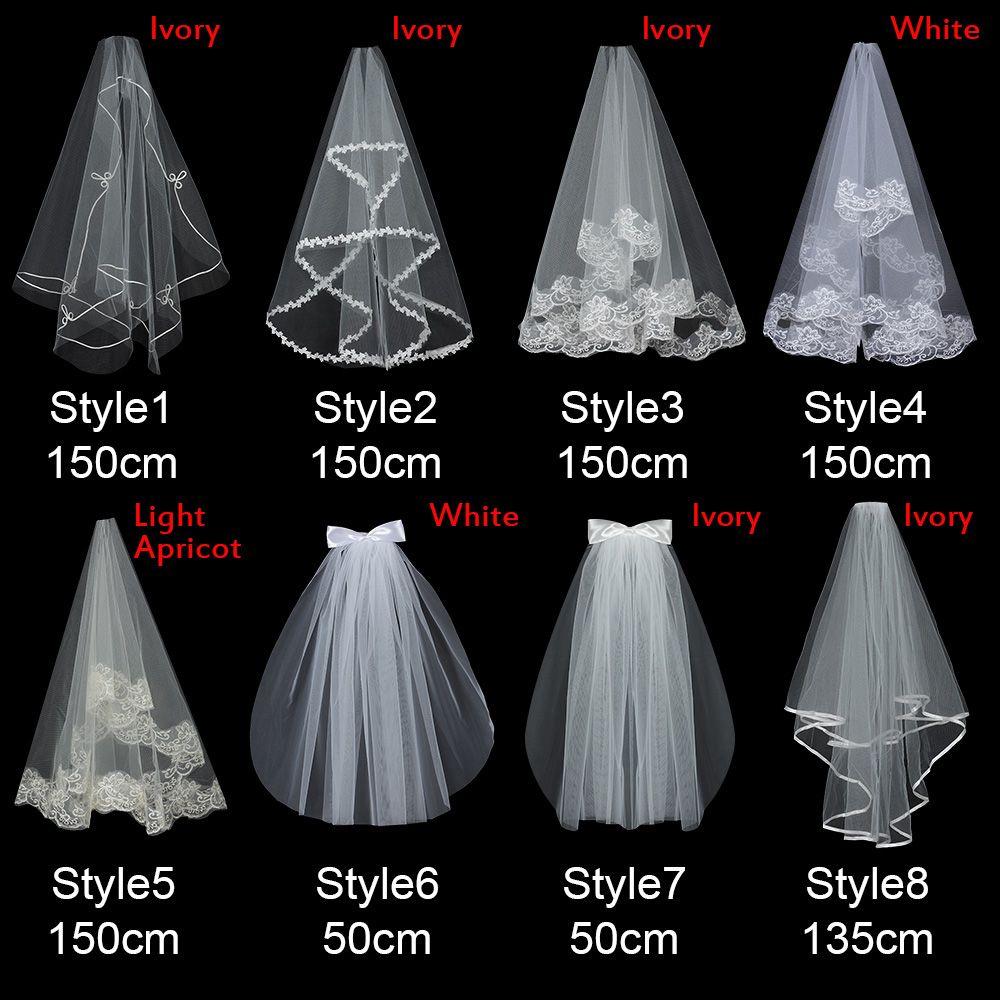 Accessories Photo Veil Short Simple White Ivory Women's Tulle Wedding Veil Lace Edge Bridal Veil