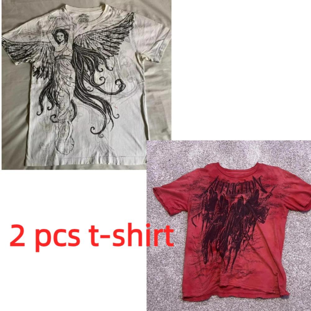 summer Affliction Vintage Tee Oversized Y2K Gothic Streetwear Men's and Women's Retro Rock Men's T-shirt Top