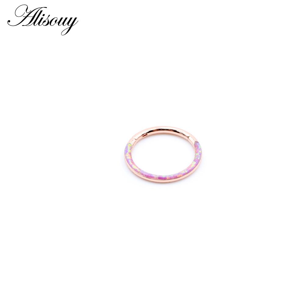 Alisouy 1 шт., нержавеющая сталь 316L 16G, поворотный шарнирный кликер, кольцо для носовой перегородки, опаловое кольцо, серьги для бровей и губ, украшения для пирсинга тела