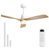 Sofucor Ceiling Fan with Light 132cm - 6 Speeds - Remote Control - 3 Wooden Blades - Reversible DC Motor