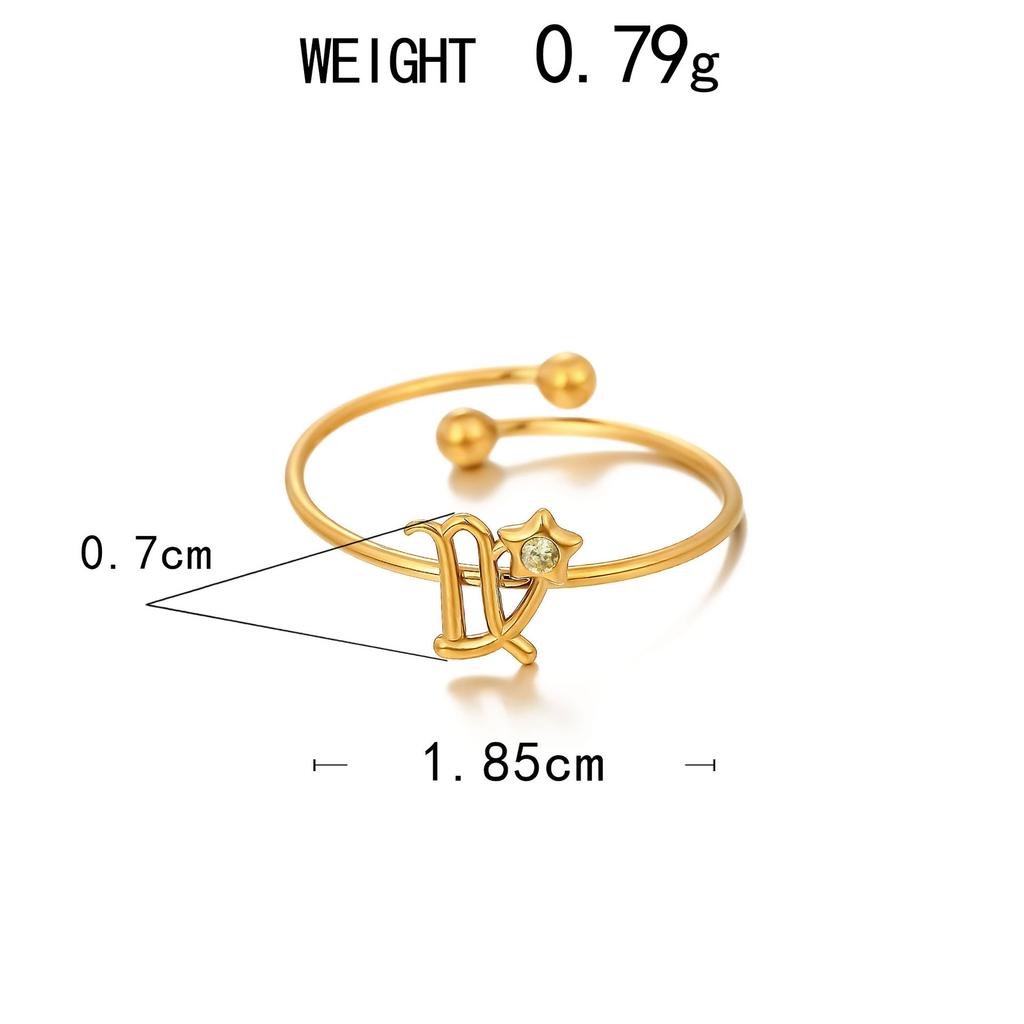 Personalized Ring, Stainless Steel Vacuum Plated 18K Gold Twelve Constellation Opening Single Bracelet.