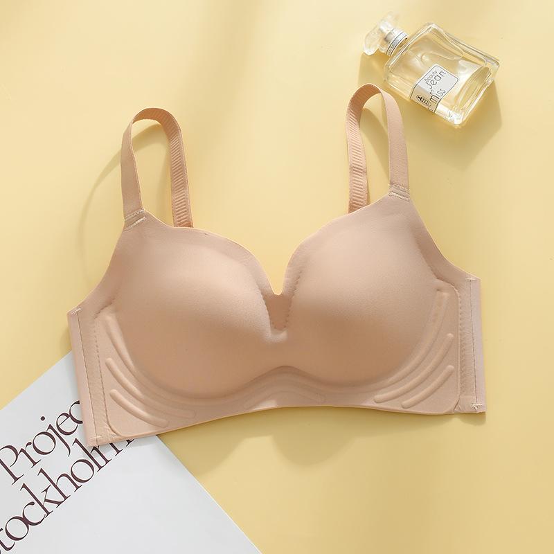 Black Technology Soft Support Fixed Cup Glossy Underwear Women's Traceless Gathering to Show Breasts Closed Breasts Anti-sagging Beautiful Back Bra