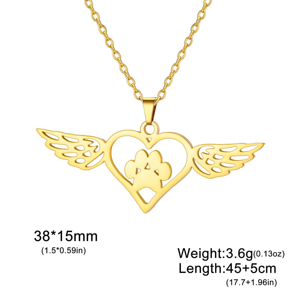 Cazador Stainless Steel Dog Cat Paw Footprint Heart Wings Pendant Necklaces for Women Cute Jewelry Necklaces Gift 2026 Trendy