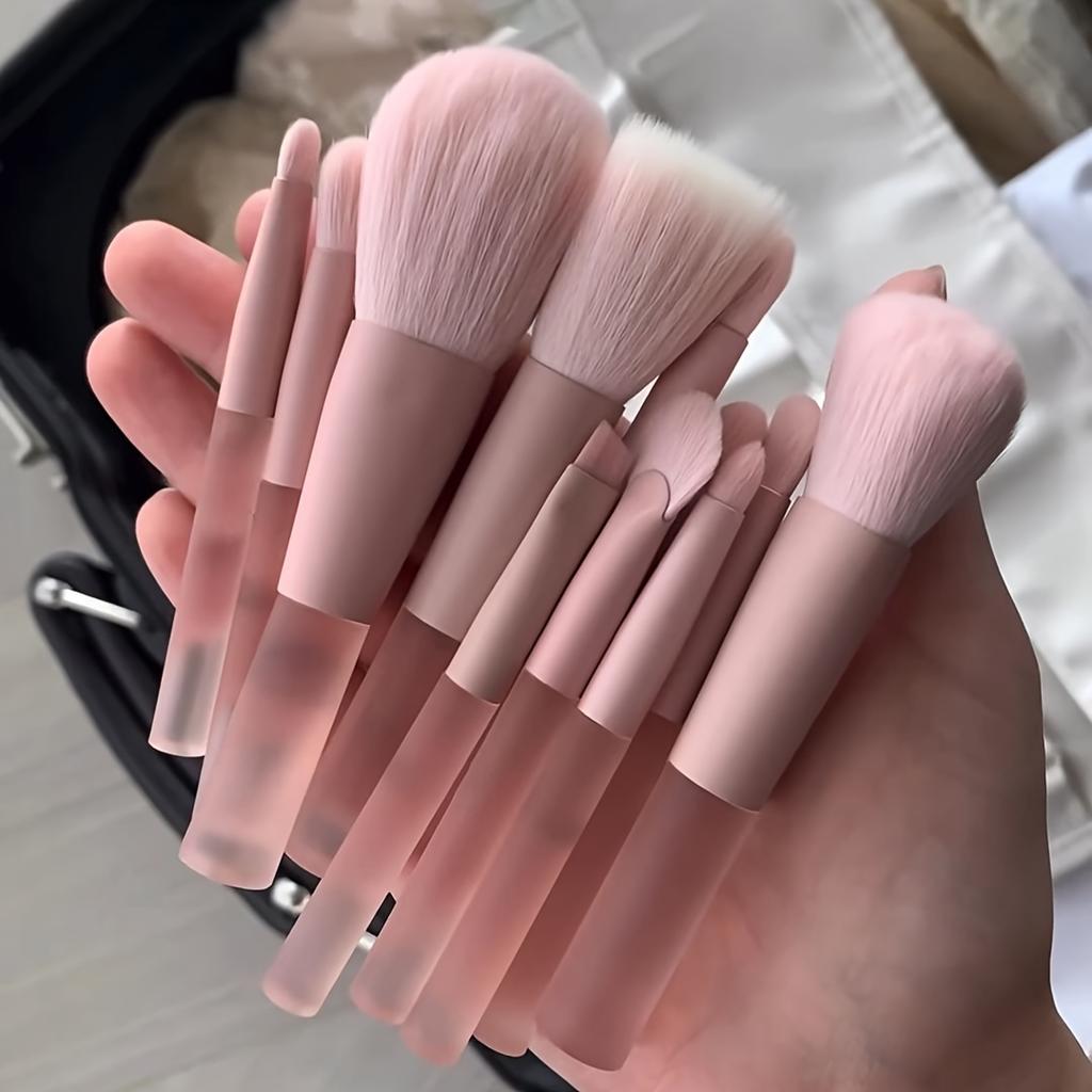 Мини-путешествия, портативный набор кистей для макияжа, розовые косметические кисти, включая пудру, тени для век, кисти для губ, сладкий стиль