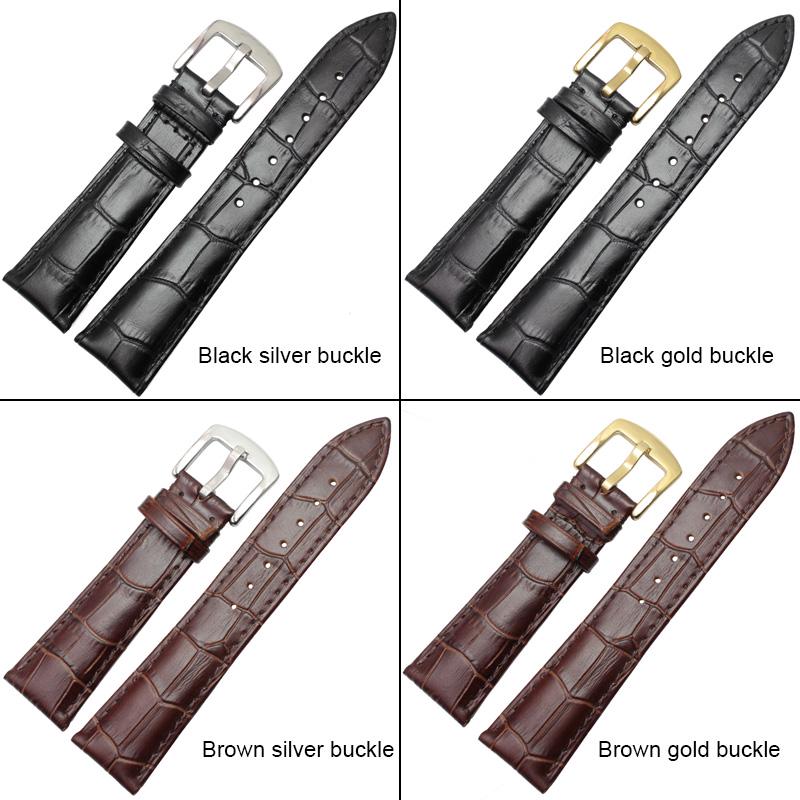 Ремешок для часов Ремешки для часов Мужские черные коричневые натуральная кожа мягкий ремешок для часов ремешок серебристо-золотой металлический пряжка аксессуары 19 мм 20 мм 21 мм 22 мм