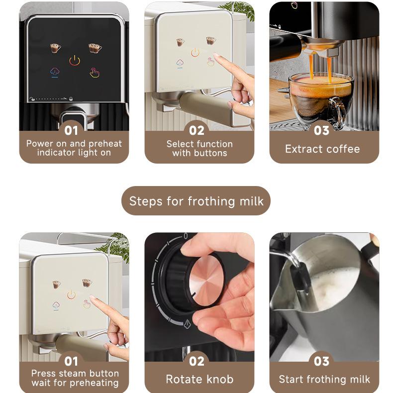 Semi-Automatic Italian Coffee Machine20BarHigh-Pressure Steam Pump Pressure Office Home